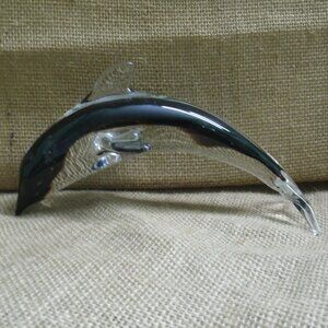 Vintage Murano Style Art Glass Dolphin Figurine